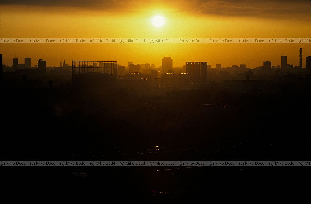sunset over city of London