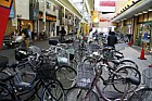 Covered shopping arcade with bicycles