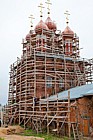 Wooden scaffolding on church