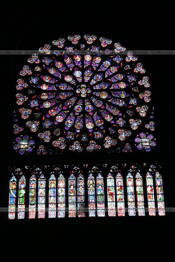 Stained glass window Notre Dame rose window