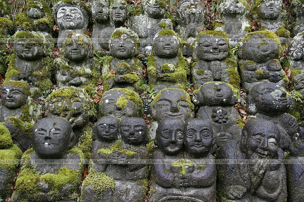 some of the 1200 stone images of Rakan Otagi Nenbutsu-ji Temple