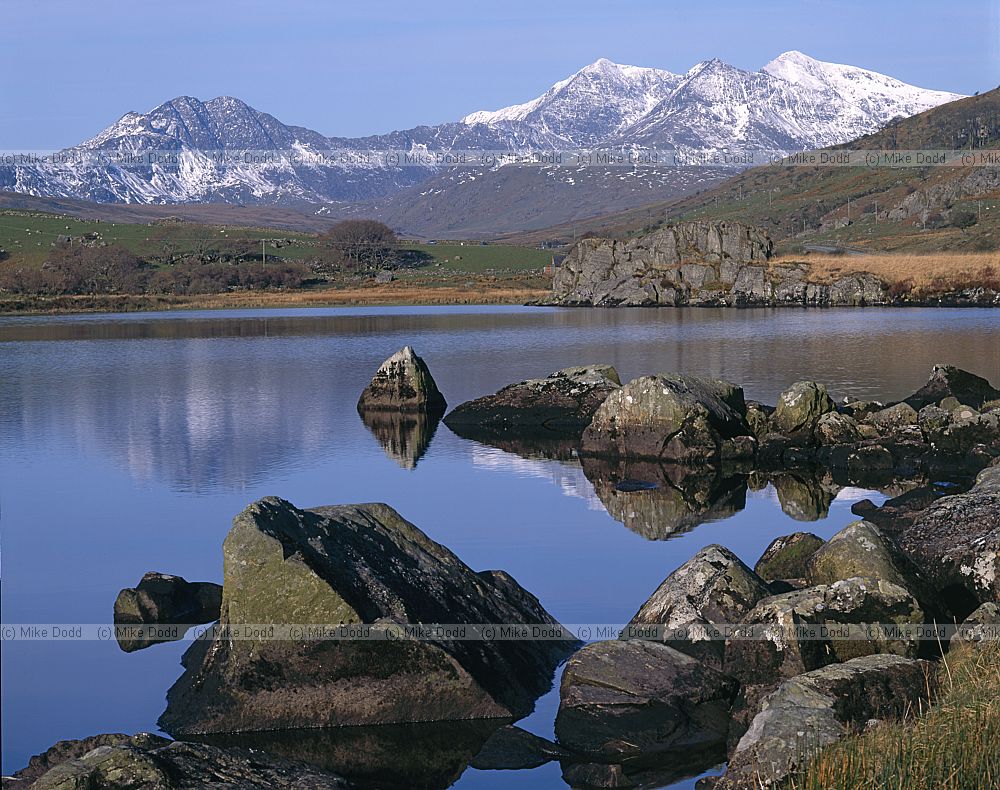 Snowdon horseshoe with snow from near Capel Curig