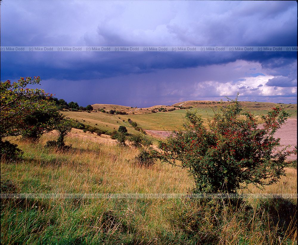 Ivinghoe beacon with storm clouds