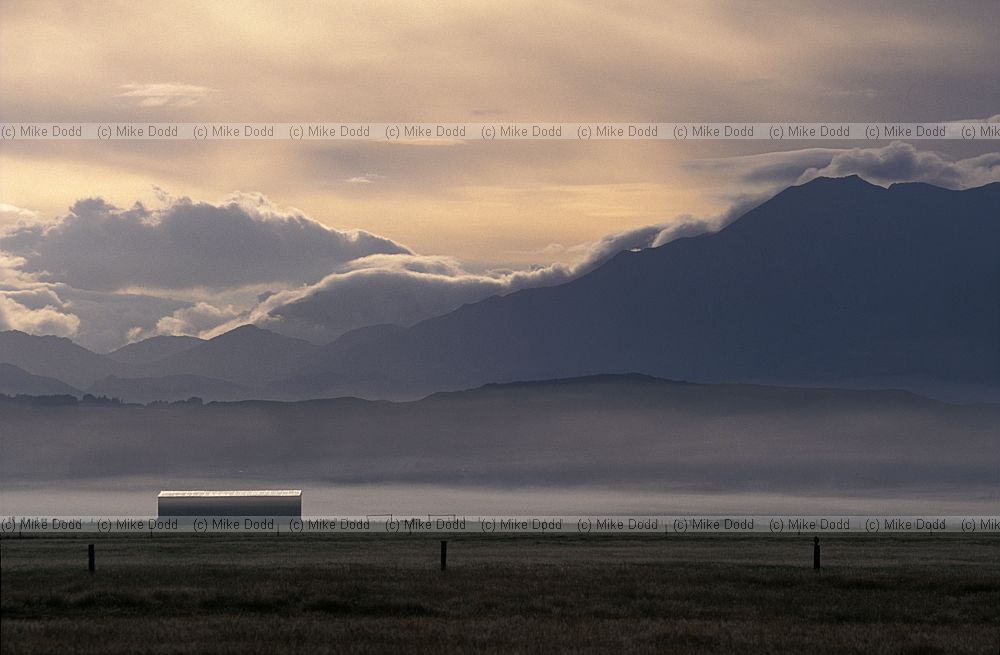 Morning mist and cloud formations near Lake Manapouri south island