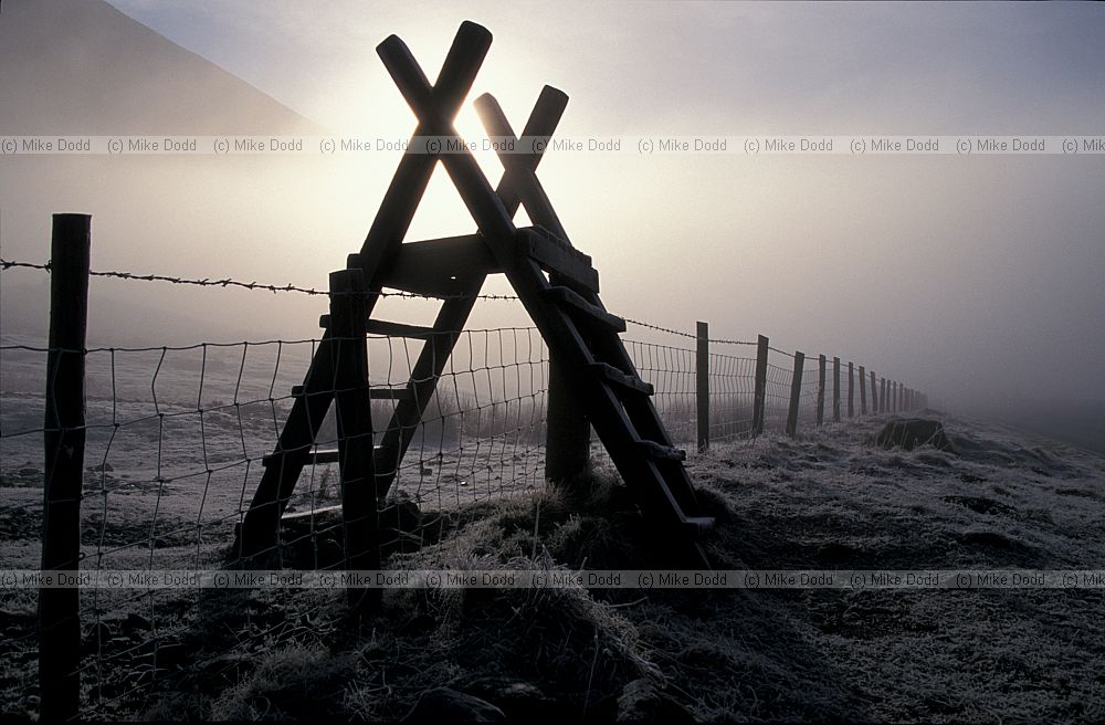 Ladder style against the light near Helvellyn Lake District