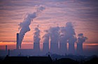 Ratcliffe on soar power station at dawn with steam rising Nottinghamshire