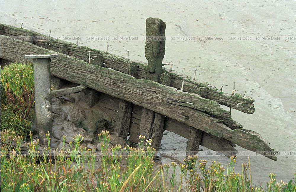 Old wooden barge river Severn