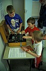Kids with an Enigma machine Bletchley park