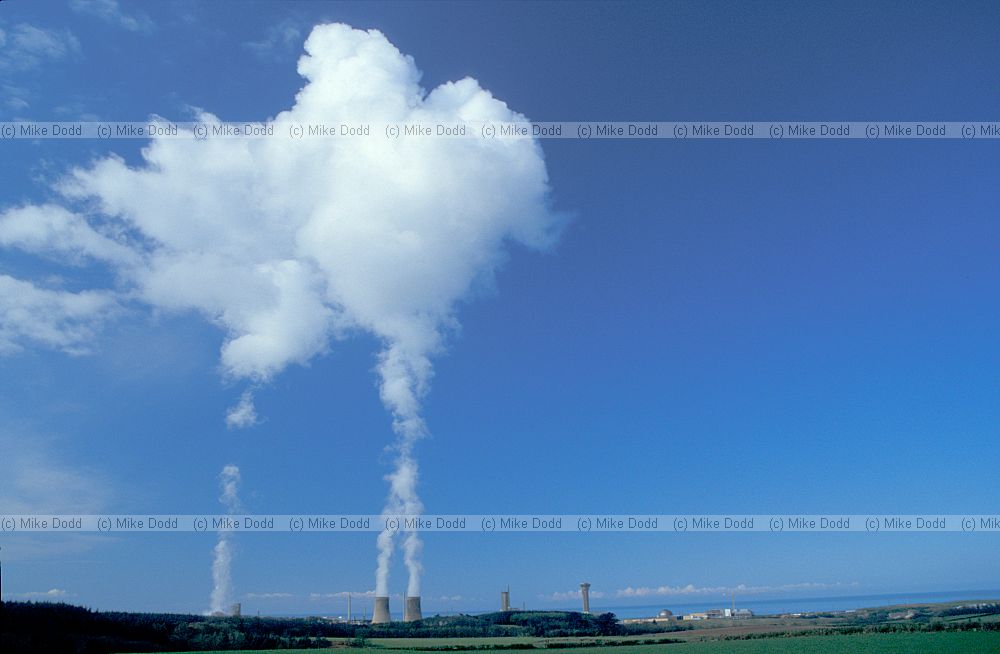 Steam clouds above Sellafield nuclear plant Lake District