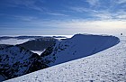 Snowy Helvellyn towards Striding Edge, Lake District