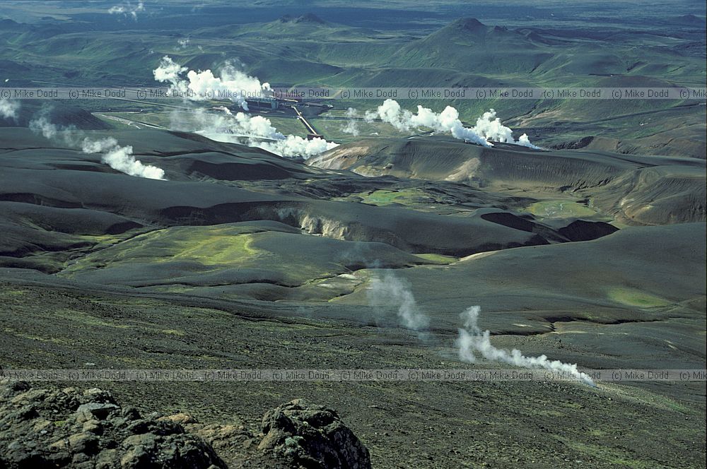 Geothermal power station from Krafla volcano
