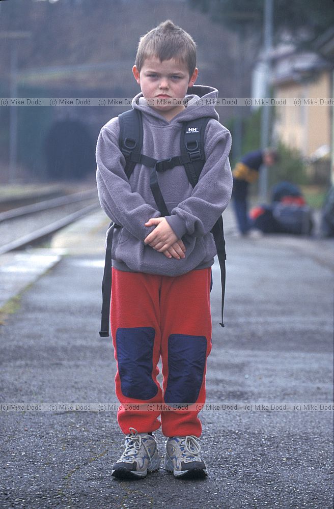 Unhappy child Andrew at Camporgiano station