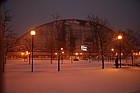 Xscape snowdome Milton Keynes in snow at dawn