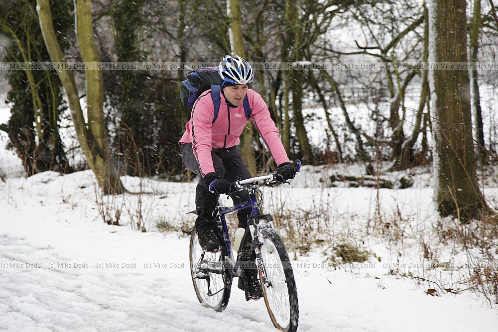 Cyclist in snow