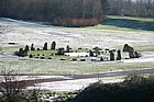 Circle of hearts medicine wheel stone circle with snow near Willen lake Milton Keynes