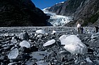 Blocks of ice after recent outwash event Franz Josef glacier 1995