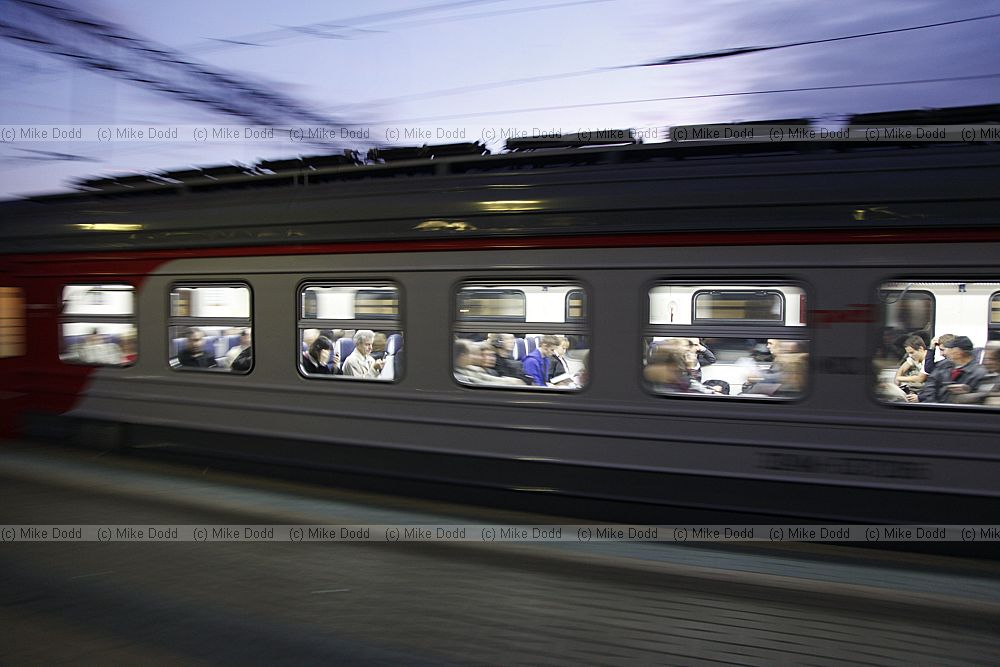 Evening commuter train Yaroslavskiy vokzal Moscow