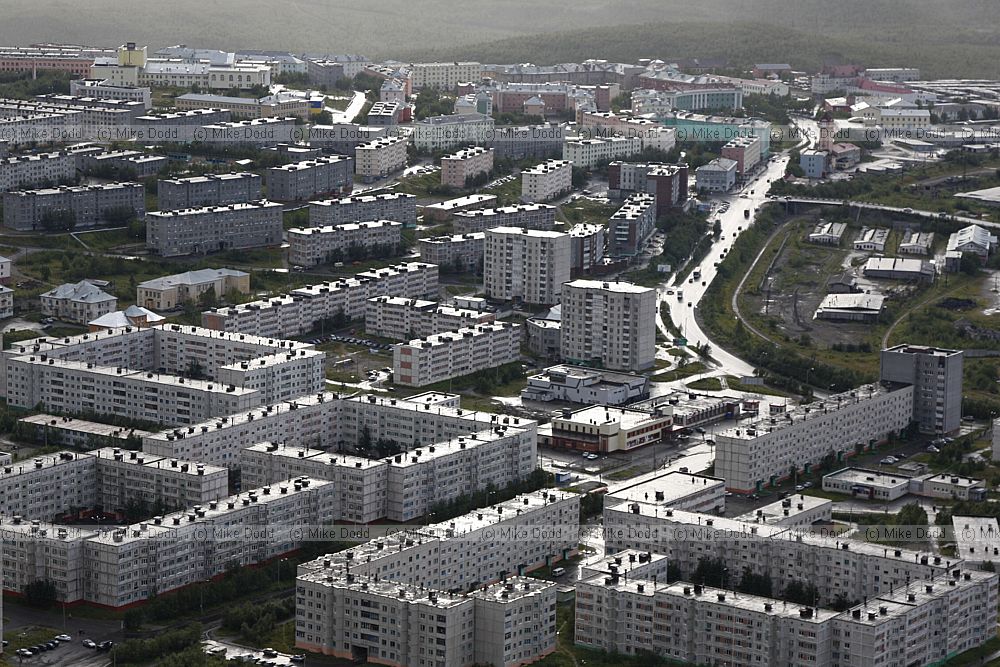 Kirovsk town with blocks of flats