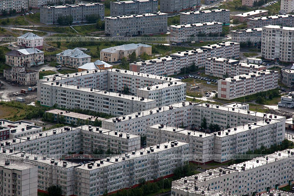 Kirovsk town with blocks of flats