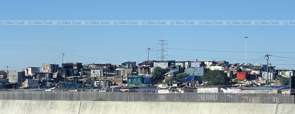 Informal settlement shantytown on rubbish dump Cape Town