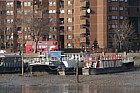 House boats and flats river Thames Chelsea London