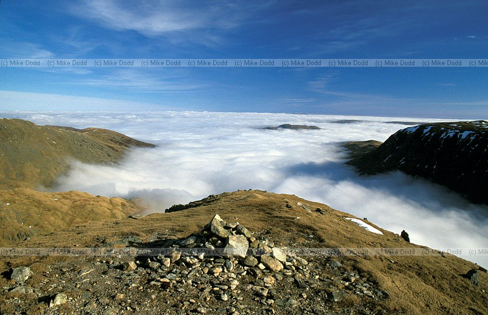 Cloud sea from Helvellyn looking east Lake District