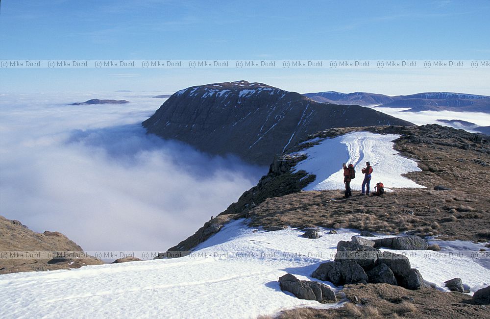 St Sunday's crag from Helvellyn with cloud filling valley