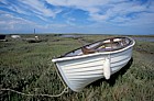 White boat on saltmarsh Norfolk