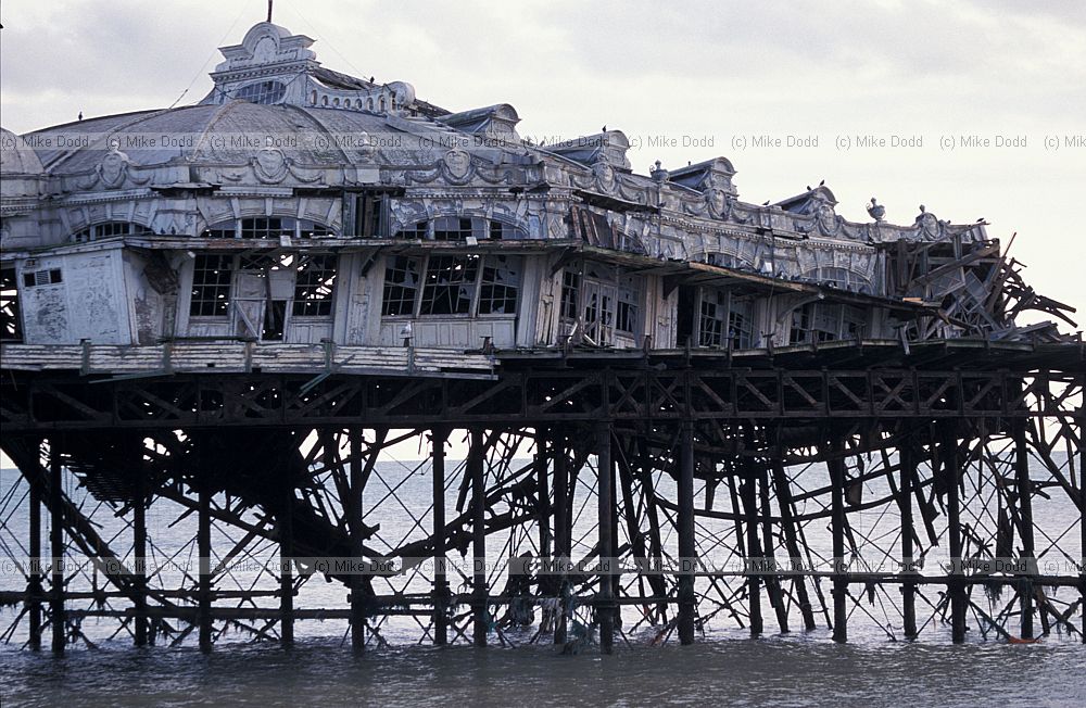 West pier Brighton damaged but still standing sunset