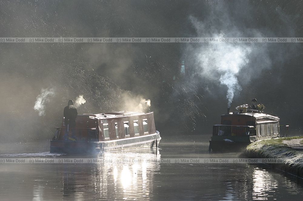 smoke narrowboat early morning atmospheric