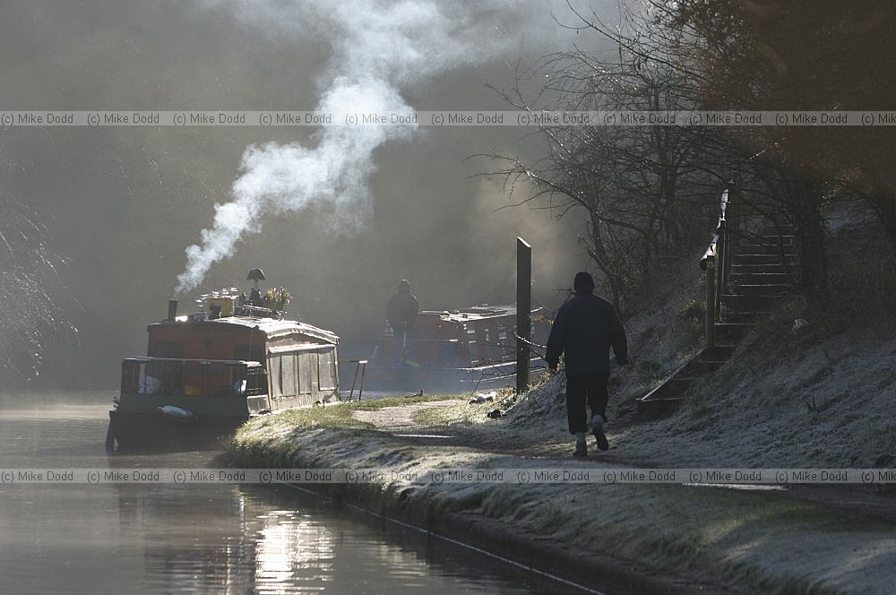 smoke narrowboat early morning atmospheric