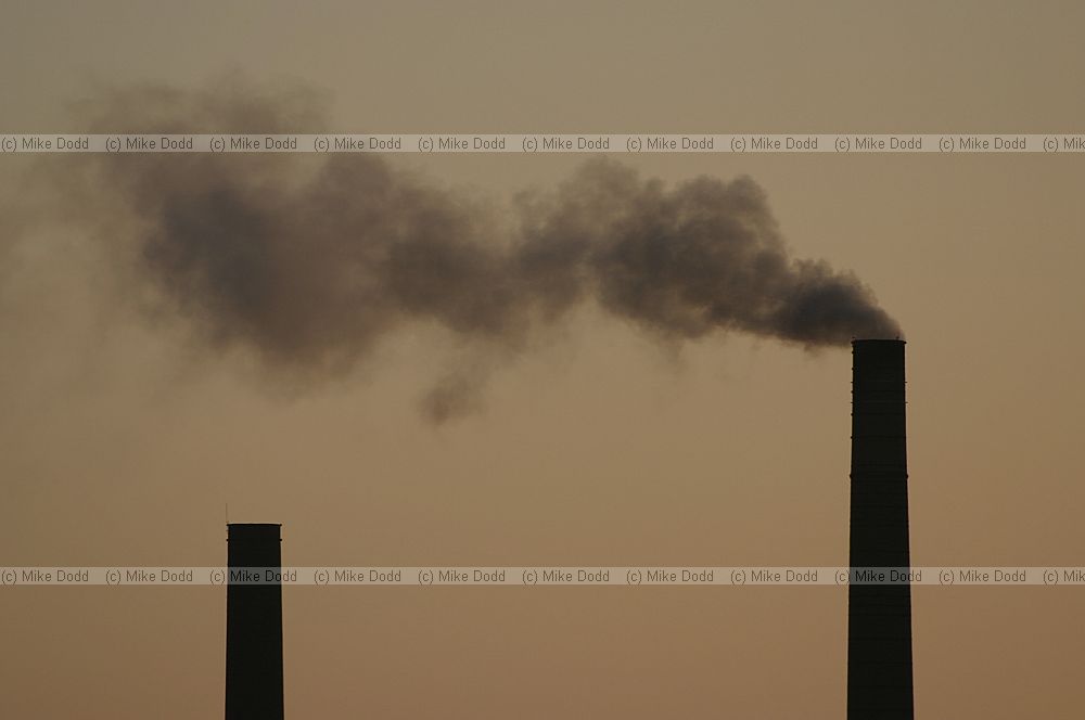 Stewartby brickworks early morning with smoke