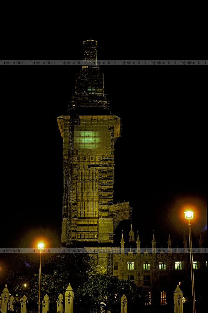 Big ben covered up for cleaning at night