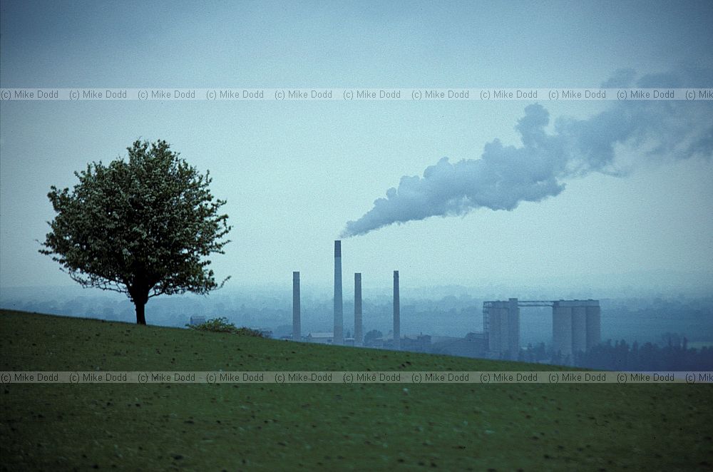 Pitstone cement factory chimneys and smoke