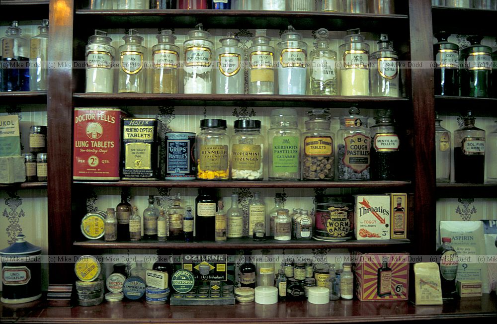 Old medicines in museum by Sutton mill