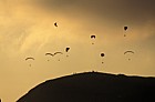 paragliders Mam Tor sunset Peak district