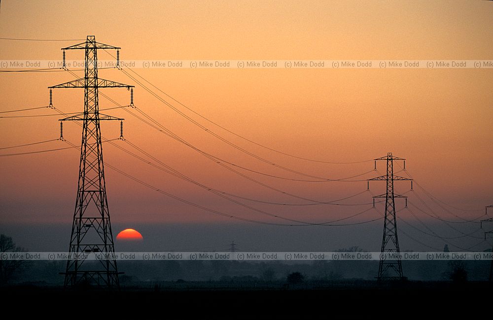 Sunset pylons Buckinghamshire