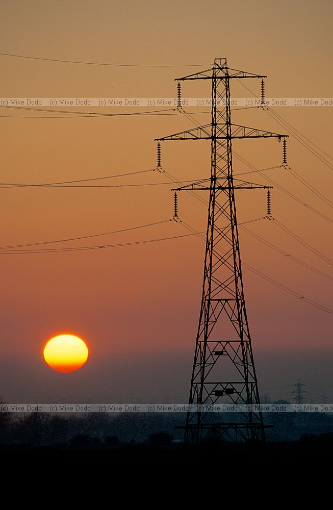 Sunset pylons Buckinghamshire