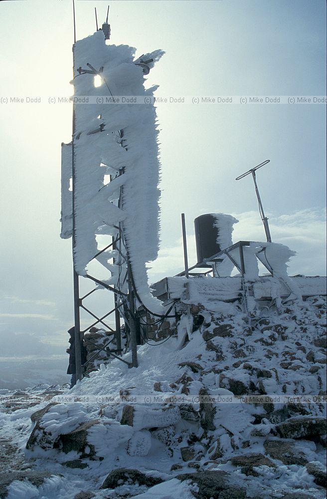 Iced up weather station Cairngorm summit, Scotland