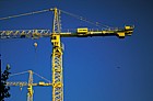 Yellow cranes at the theatre building site Milton Keynes