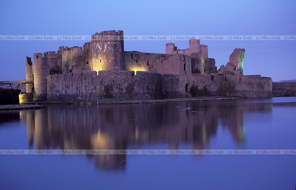 Caerphilly castle night Wales