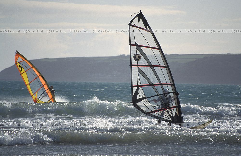 Windsurfers Marazion Cornwall