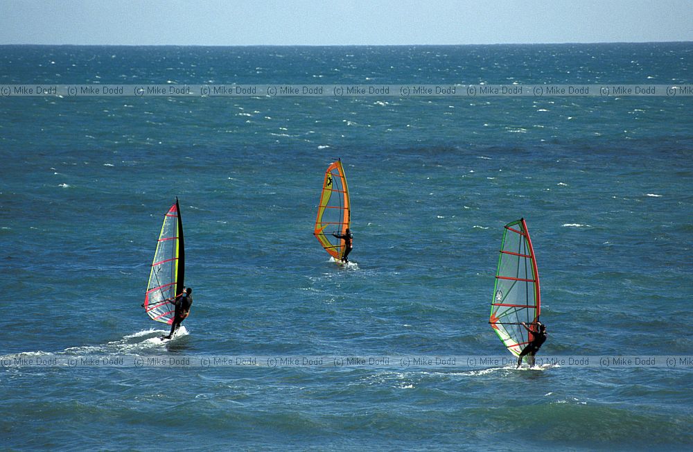Windsurfers Marazion Cornwall