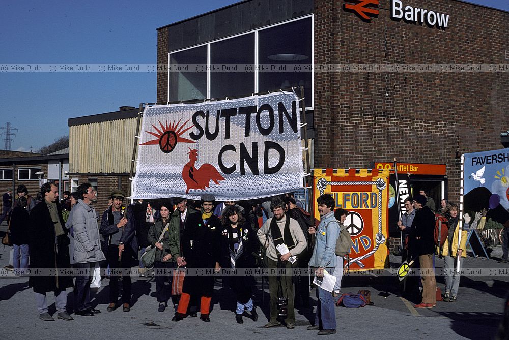 Sutton CND protest against nuclear submarines and expansion of Trident missile system at Barrow
