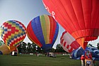 Hot air balloons at Northampton balloon festival taking off