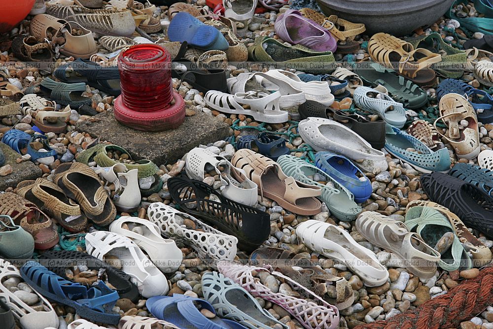 Sculpture in shingle at Derek Jarman's garden Dungeness