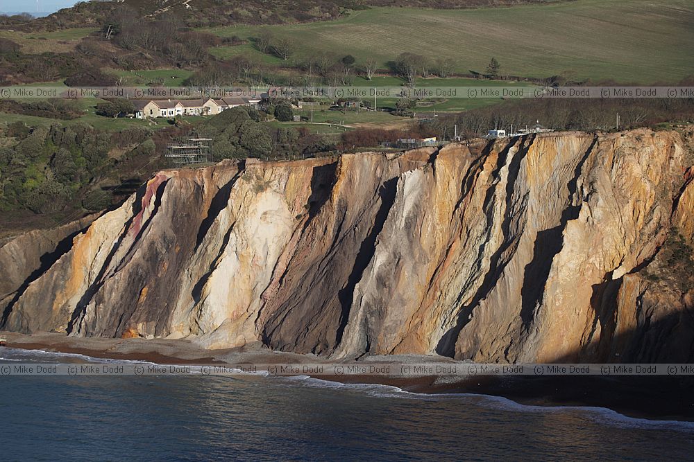 Alum bay Eocene beds of soft sands and clays with oxidised iron compunds causing colouration