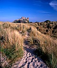 Bamburgh castle with sand dunes