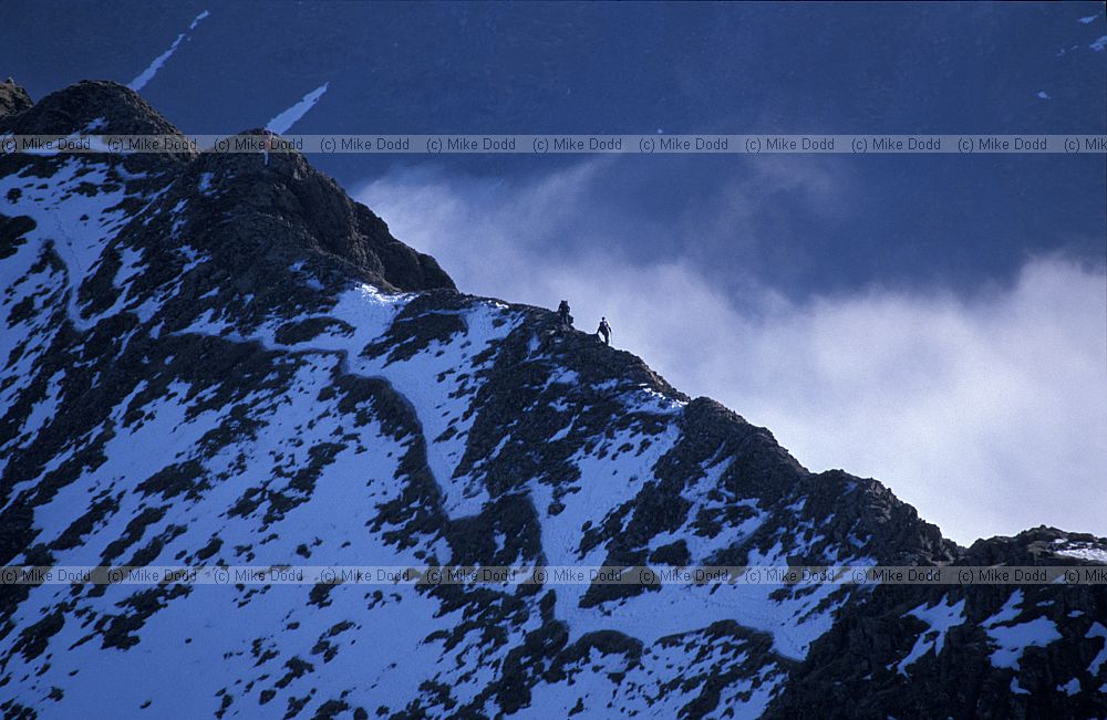 Snowy Helvellyn towards Striding Edge, Lake District