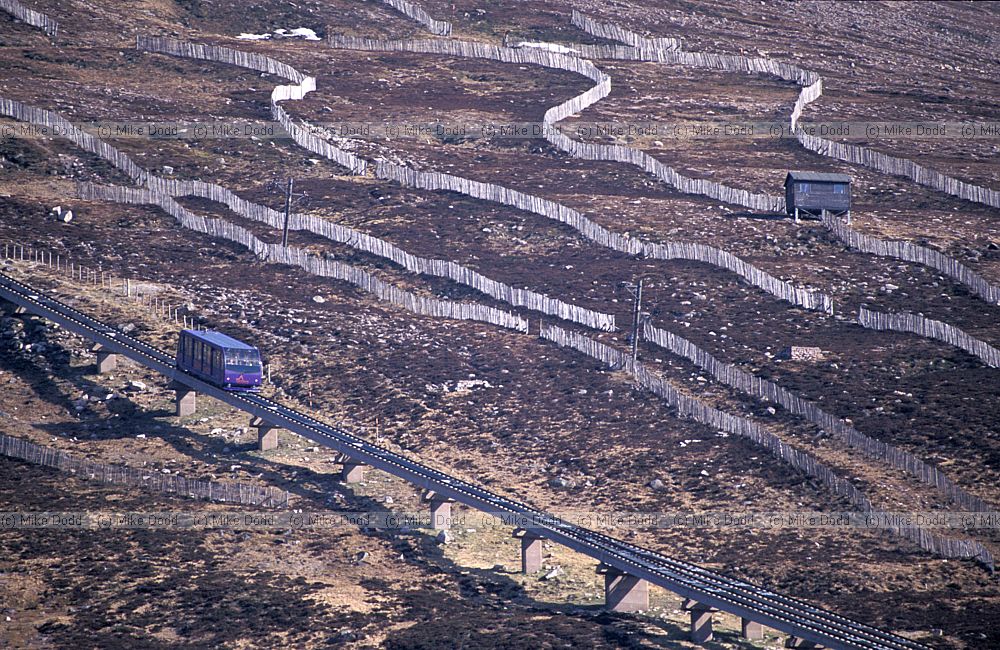 Cairngorm mountain railway and ski fences